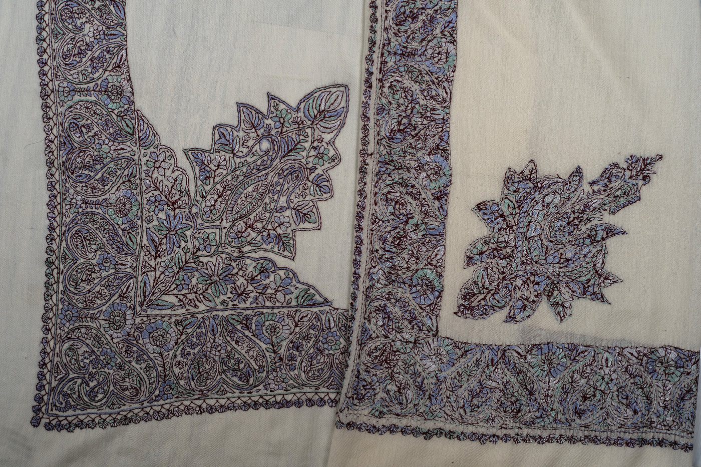 Ivory Plum Rumal — Sozni Hand Embroidered