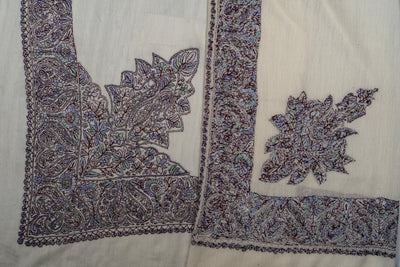 Ivory Plum Rumal — Sozni Hand Embroidered