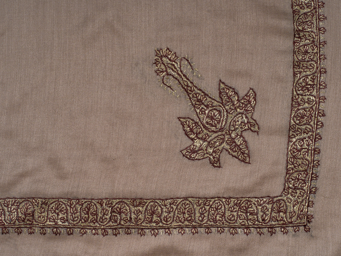 Bronze Garnet Rumal — Sozni Hand Embroidered