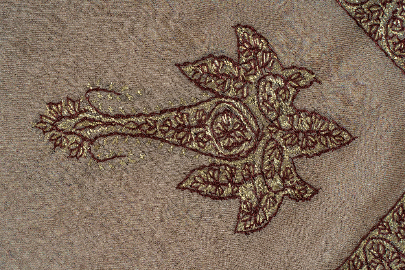 Bronze Garnet Rumal — Sozni Hand Embroidered