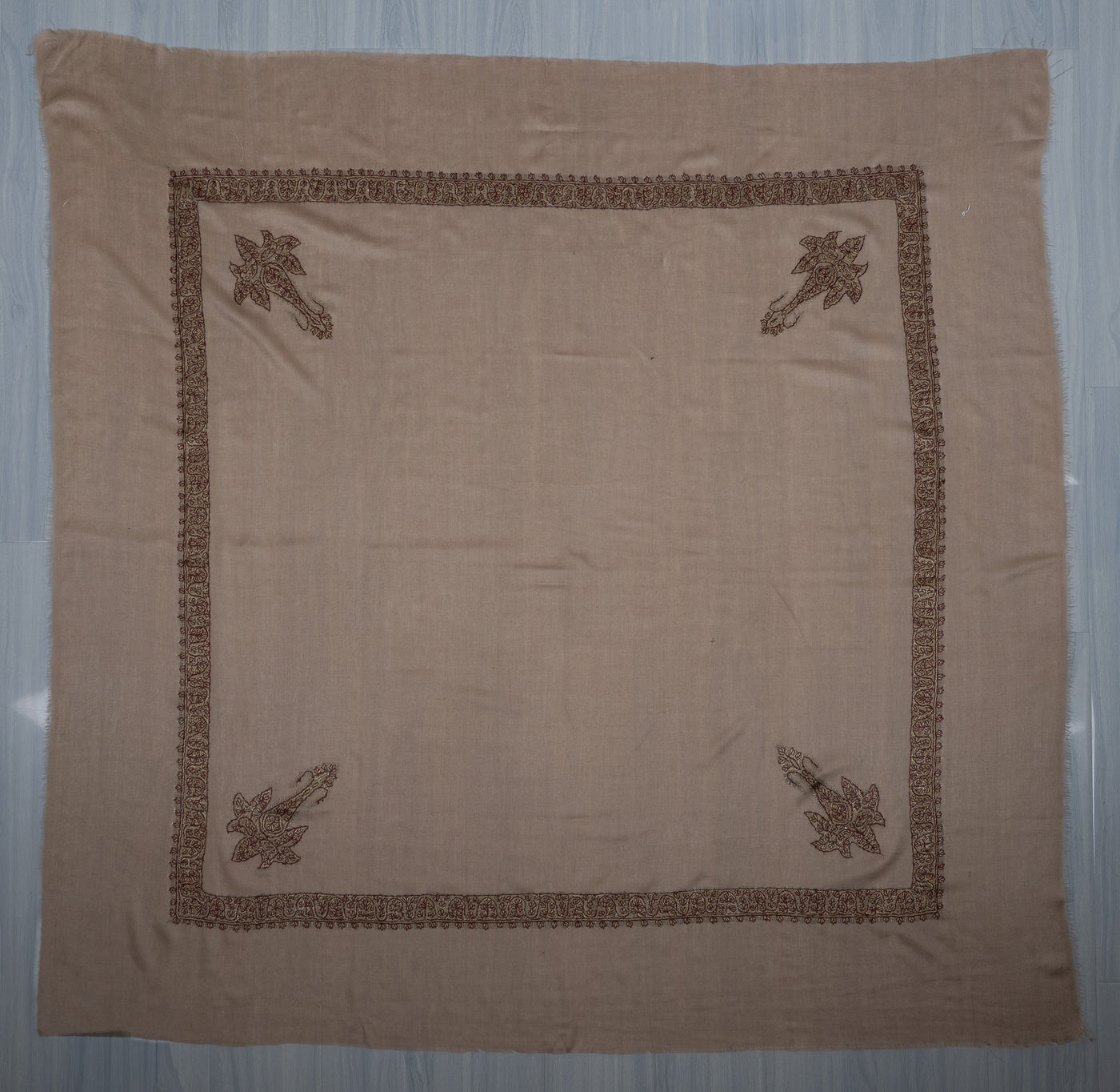 Bronze Garnet Rumal — Sozni Hand Embroidered