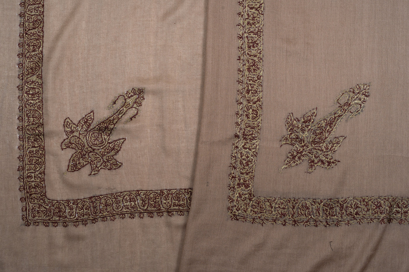 Bronze Garnet Rumal — Sozni Hand Embroidered