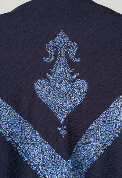 Midnight Azure Rumal — Sozni Hand Embroidered