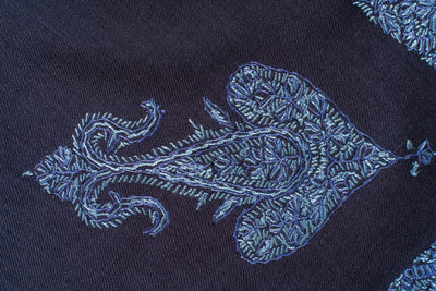 Midnight Azure Rumal — Sozni Hand Embroidered