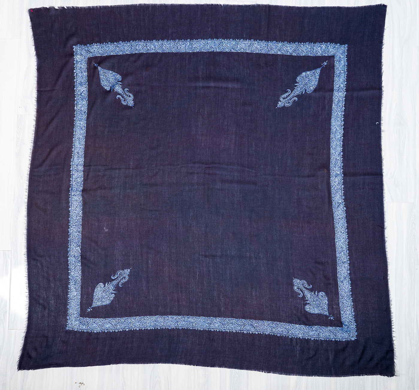 Midnight Azure Rumal — Sozni Hand Embroidered