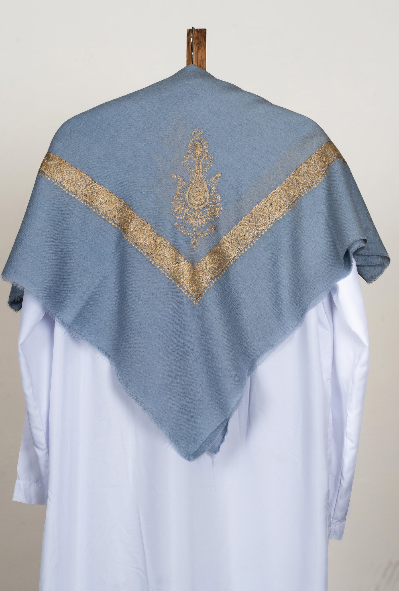 Sky Gold Rumal — Sozni Hand Embroidered