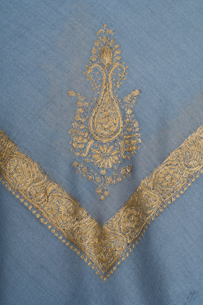 Sky Gold Rumal — Sozni Hand Embroidered