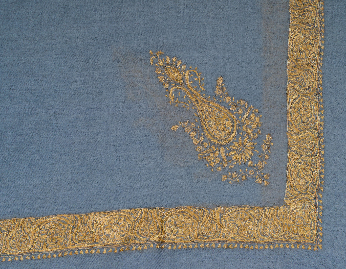 Sky Gold Rumal — Sozni Hand Embroidered