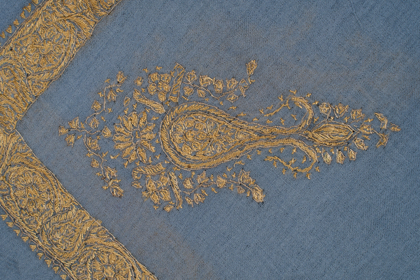Sky Gold Rumal — Sozni Hand Embroidered