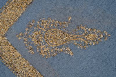 Sky Gold Rumal — Sozni Hand Embroidered