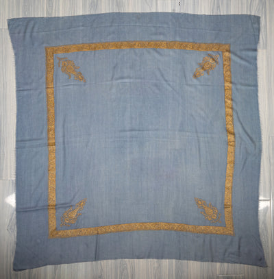 Sky Gold Rumal — Sozni Hand Embroidered