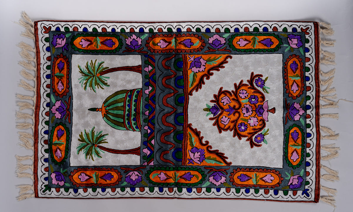 Chandni Bagh Hand-Embroidered Chain Stitch Jainimaz (Prayer Mat)