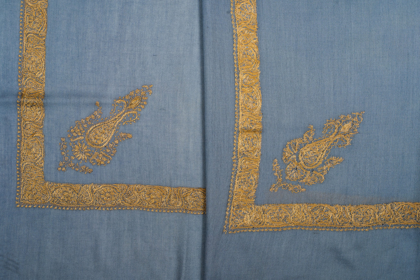 Sky Gold Rumal — Sozni Hand Embroidered