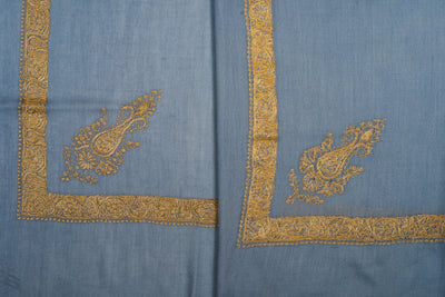 Sky Gold Rumal — Sozni Hand Embroidered