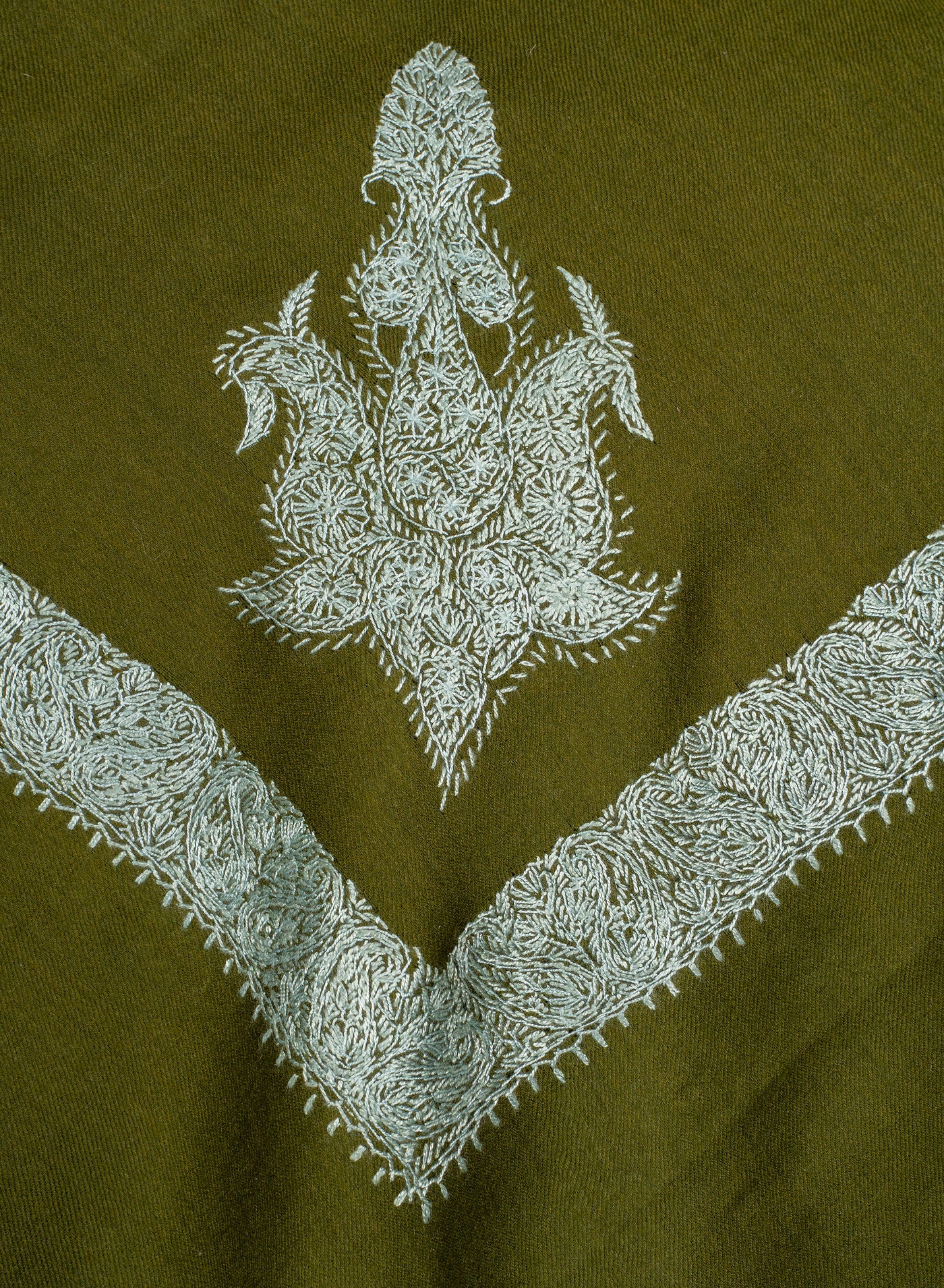 Olive Mist Rumal — Sozni Hand Embroidered