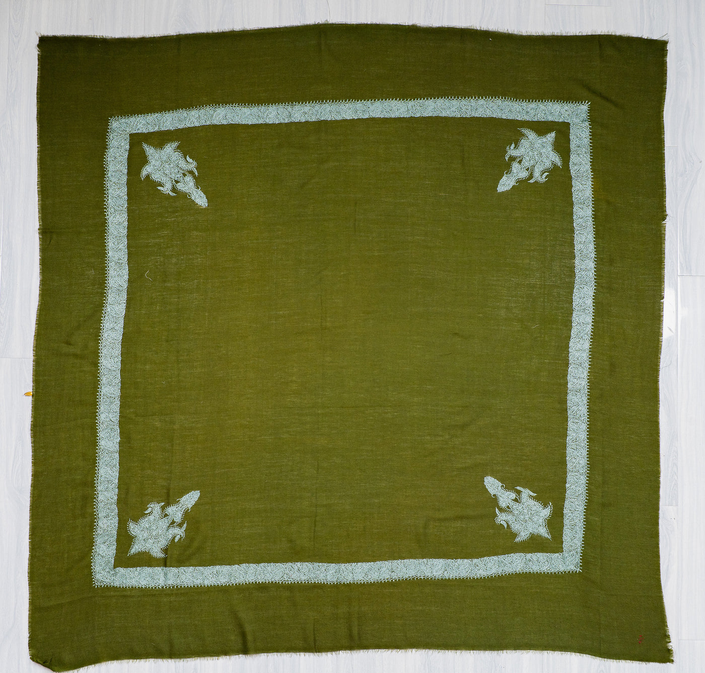 Olive Mist Rumal — Sozni Hand Embroidered