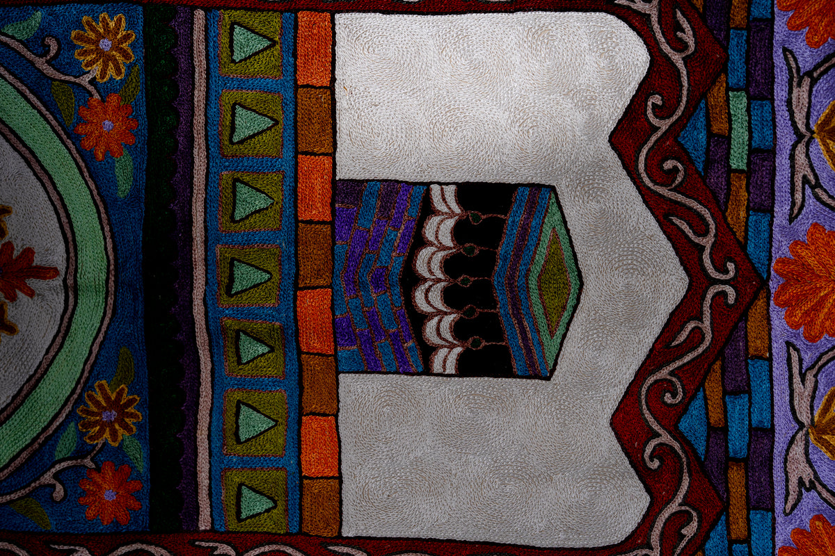 Rang-e-Dua Hand-Embroidered Jainimaz Chain Stitch (Prayer Mat)