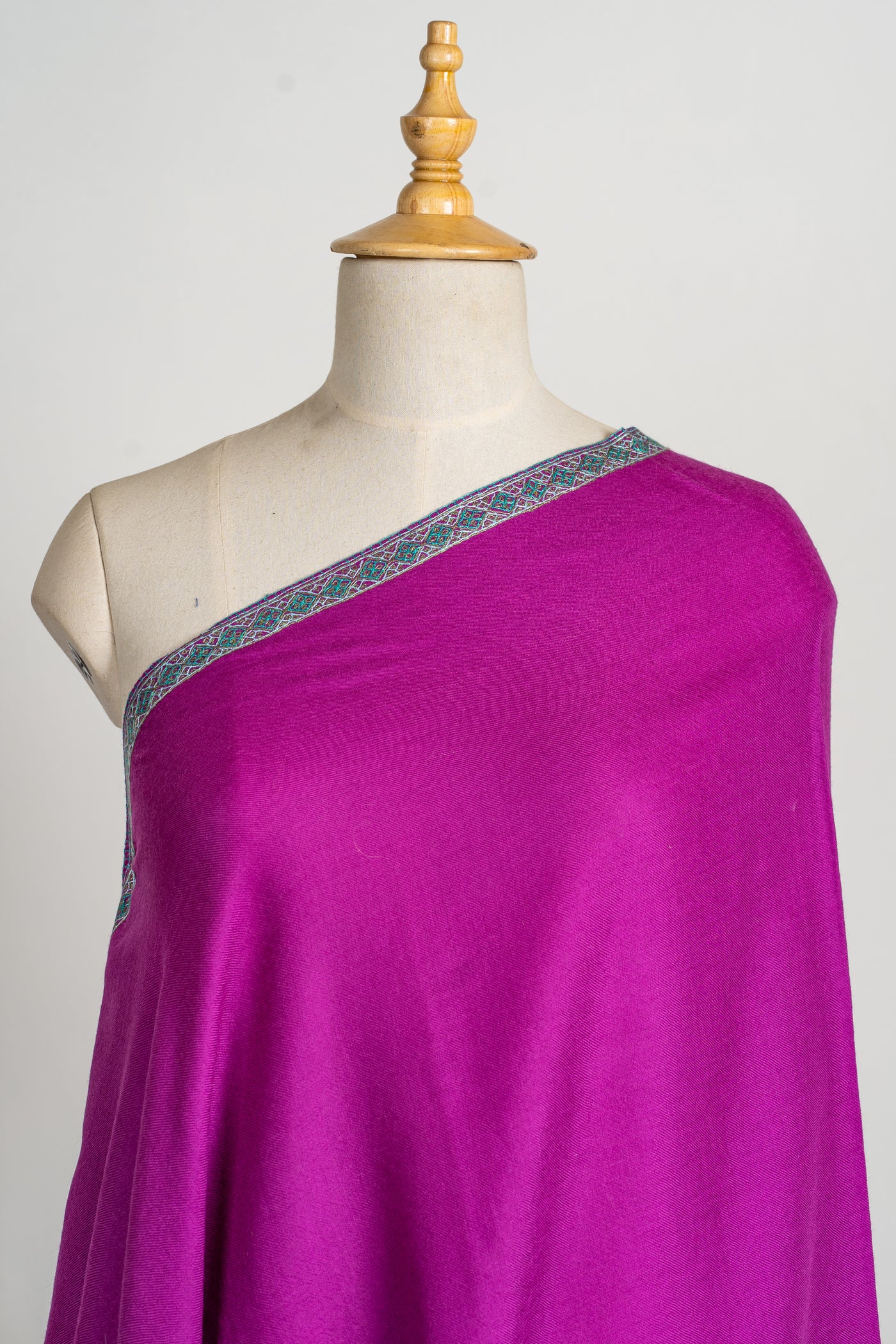 Regal Plum Hand-Embroidered Sozni Merino Wool Stole