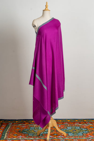 Regal Plum Hand-Embroidered Sozni Merino Wool Stole