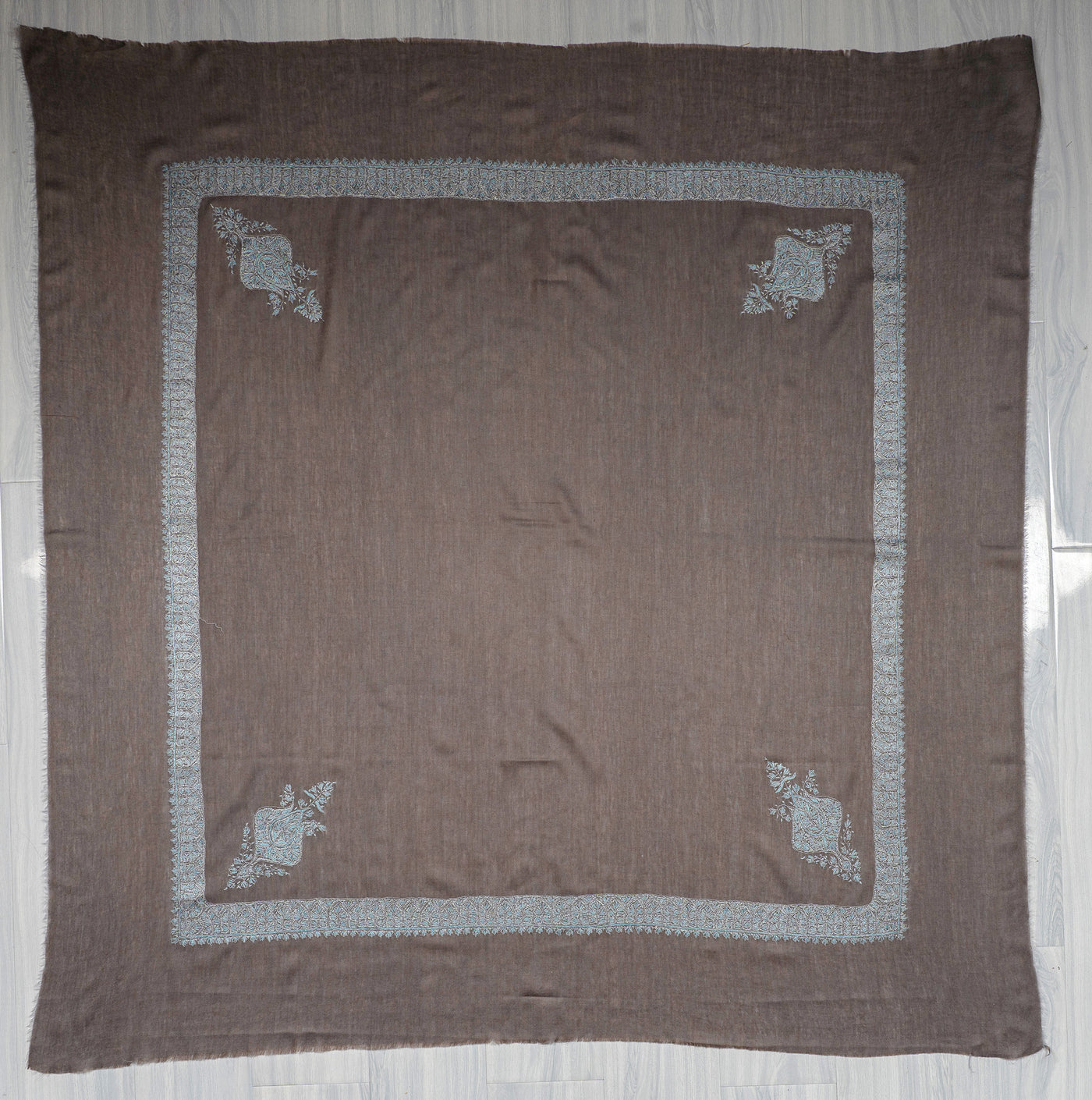 Slate Blue Rumal — Sozni Hand Embroidered