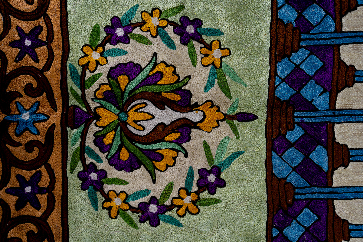 Sabz Saqafat Hand-Embroidered Jainimaz Chain Stitch (Prayer Mat)