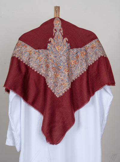 Crimson Blossom Rumal — Sozni Hand Embroidered