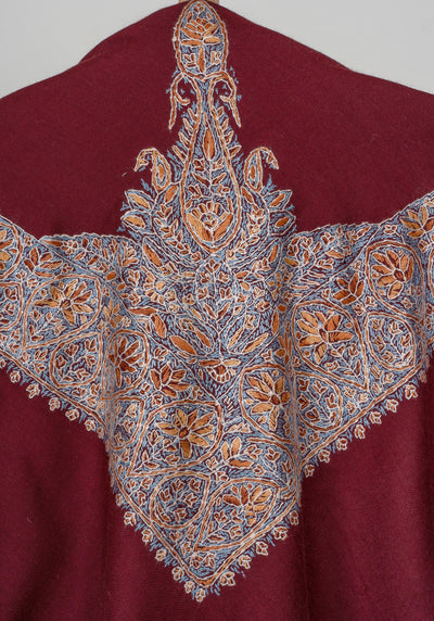 Crimson Blossom Rumal — Sozni Hand Embroidered