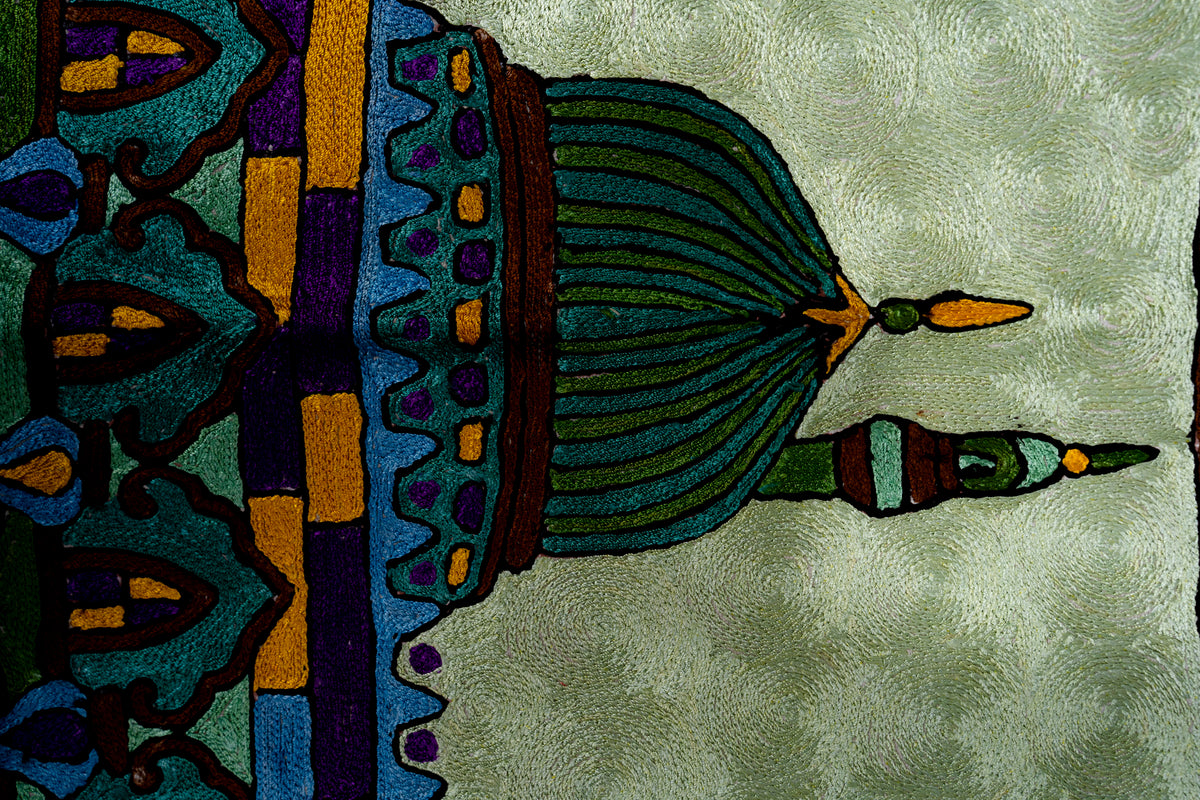 Sabz Saqafat Hand-Embroidered Jainimaz Chain Stitch (Prayer Mat)