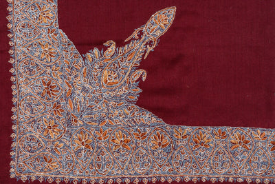 Crimson Blossom Rumal — Sozni Hand Embroidered