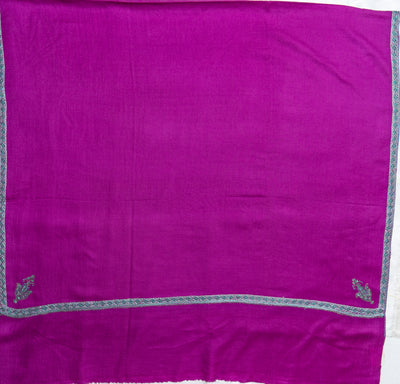 Regal Plum Hand-Embroidered Sozni Merino Wool Stole