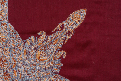 Crimson Blossom Rumal — Sozni Hand Embroidered