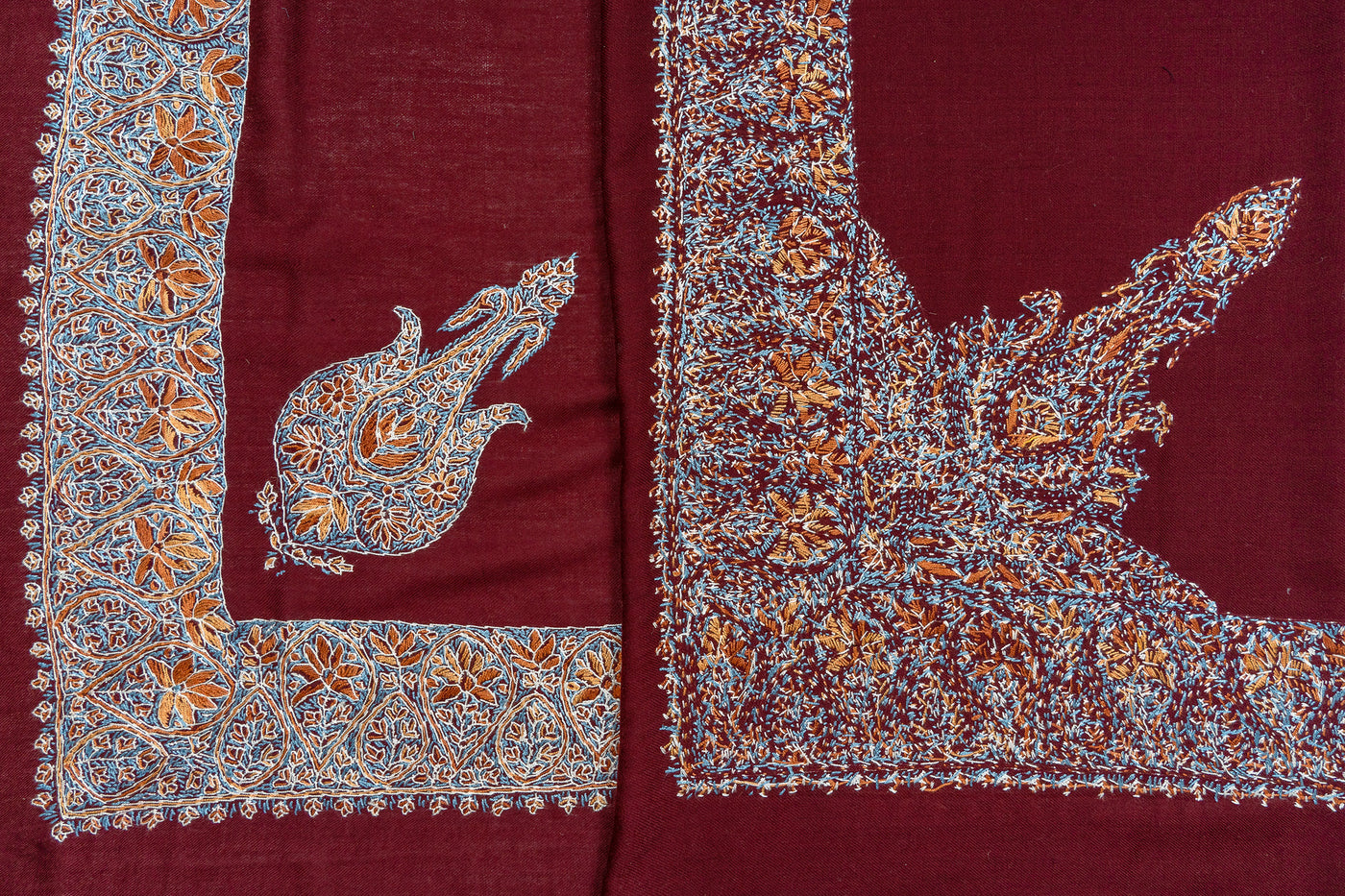 Crimson Blossom Rumal — Sozni Hand Embroidered