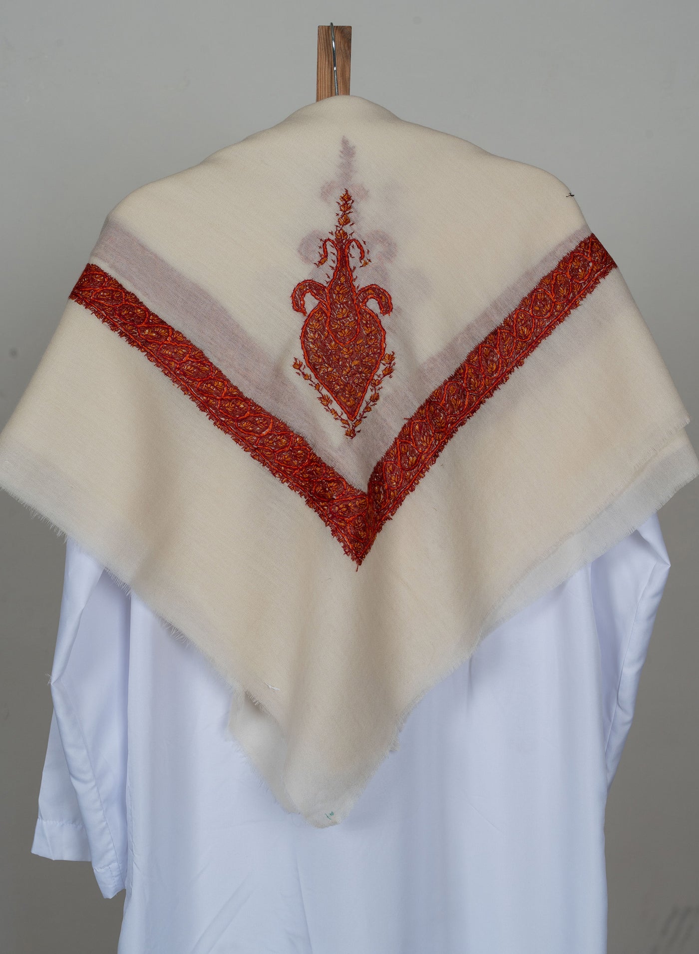 Ivory Flame Rumal — Sozni Hand Embroidered