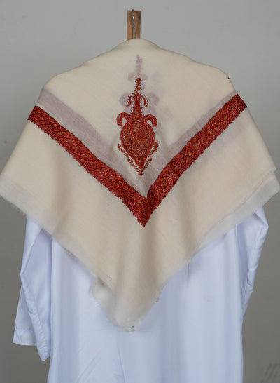 Ivory Flame Rumal — Sozni Hand Embroidered