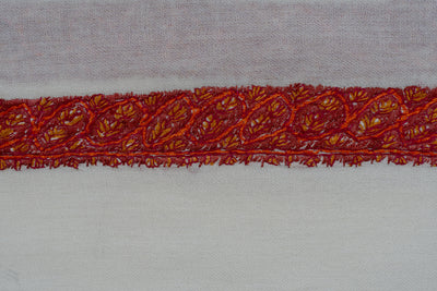 Ivory Flame Rumal — Sozni Hand Embroidered