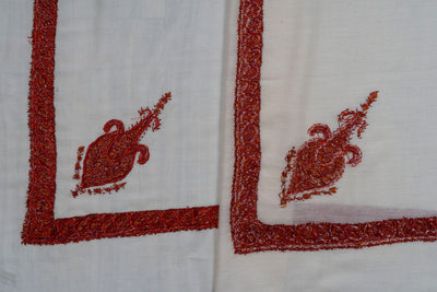 Ivory Flame Rumal — Sozni Hand Embroidered