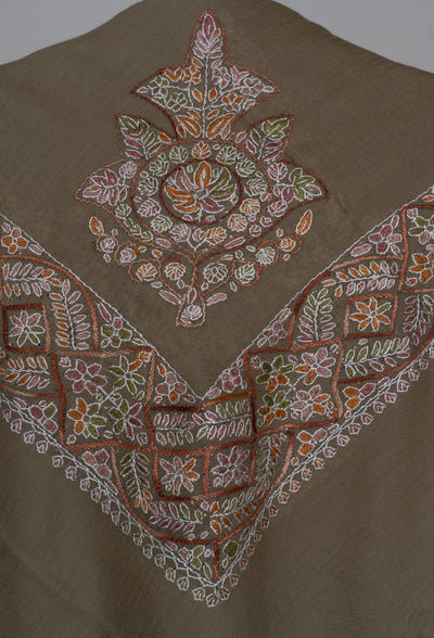 Earth Garden Rumal — Sozni Hand Embroidered