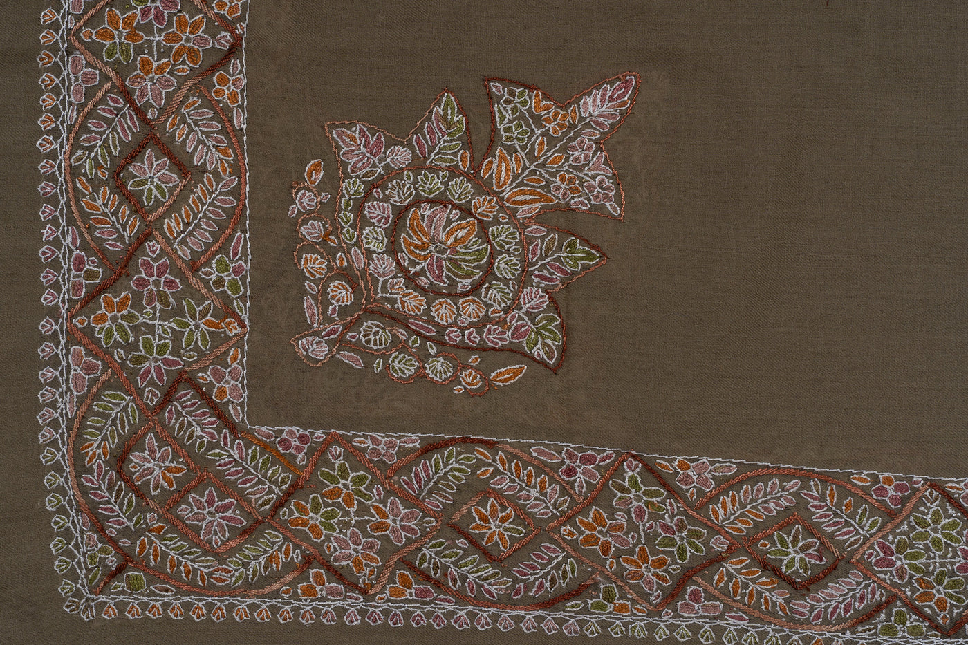 Earth Garden Rumal — Sozni Hand Embroidered