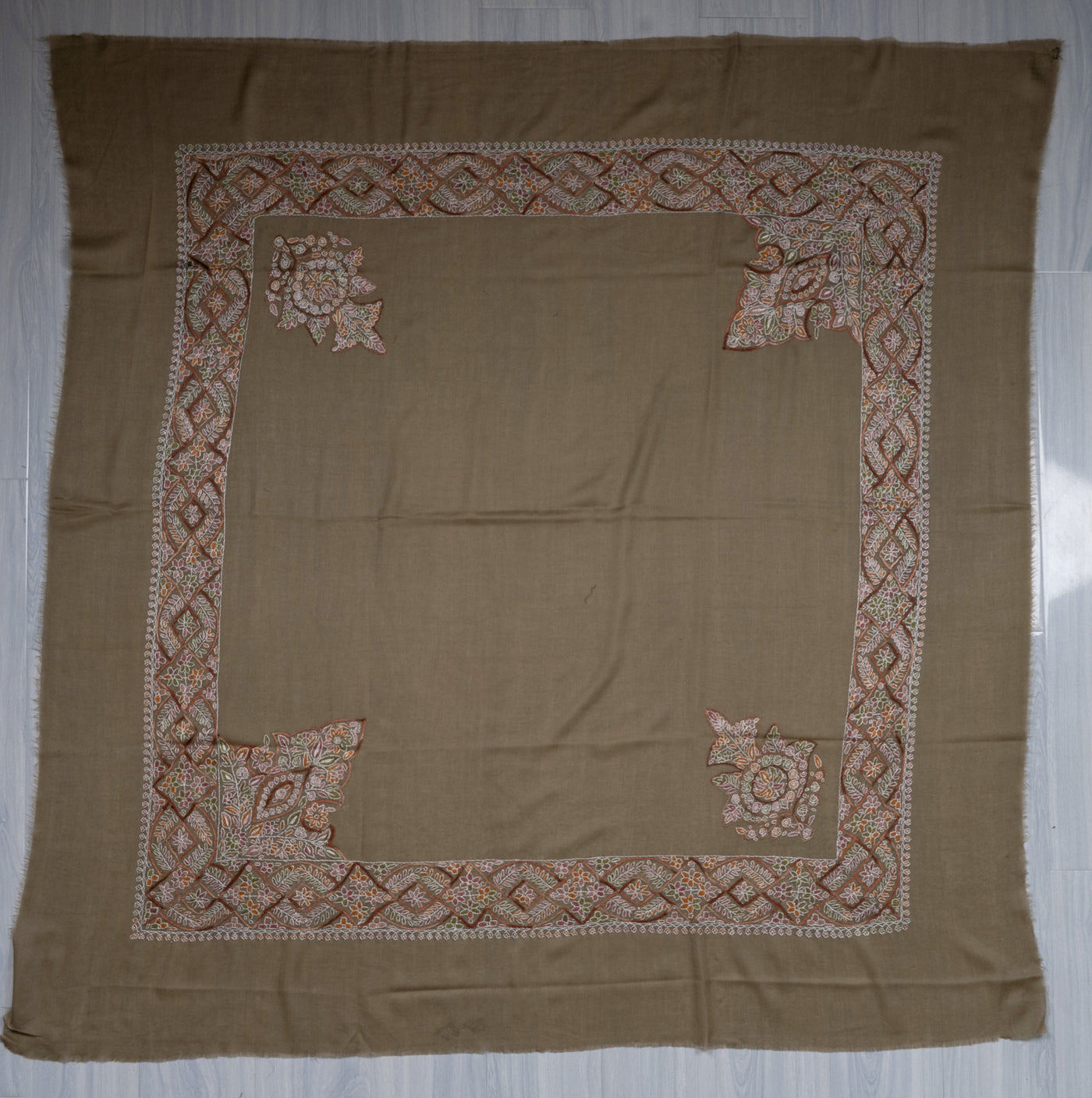 Earth Garden Rumal — Sozni Hand Embroidered
