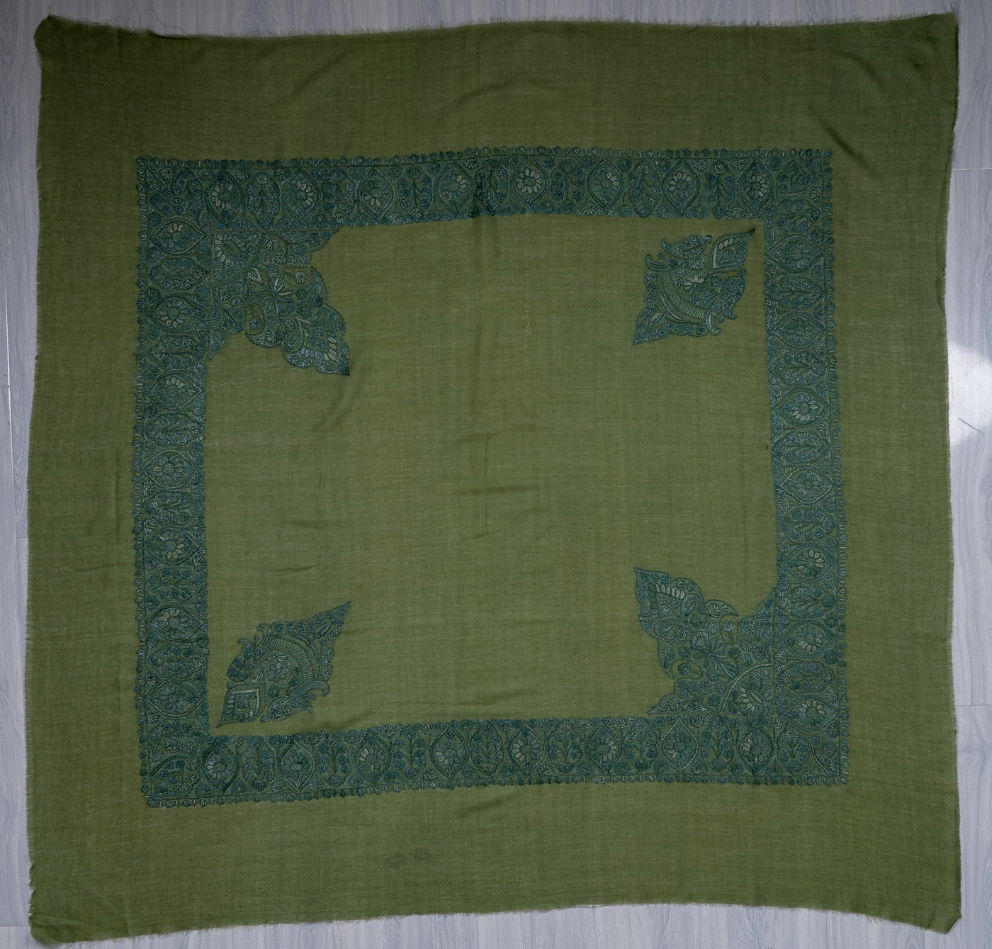 Meadow Leaf Rumal — Sozni Hand Embroidered
