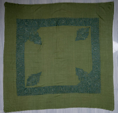 Meadow Leaf Rumal — Sozni Hand Embroidered