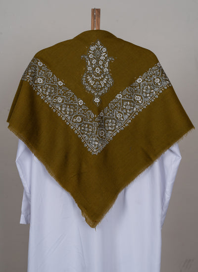 Olive Gold Rumal — Sozni Hand Embroidered