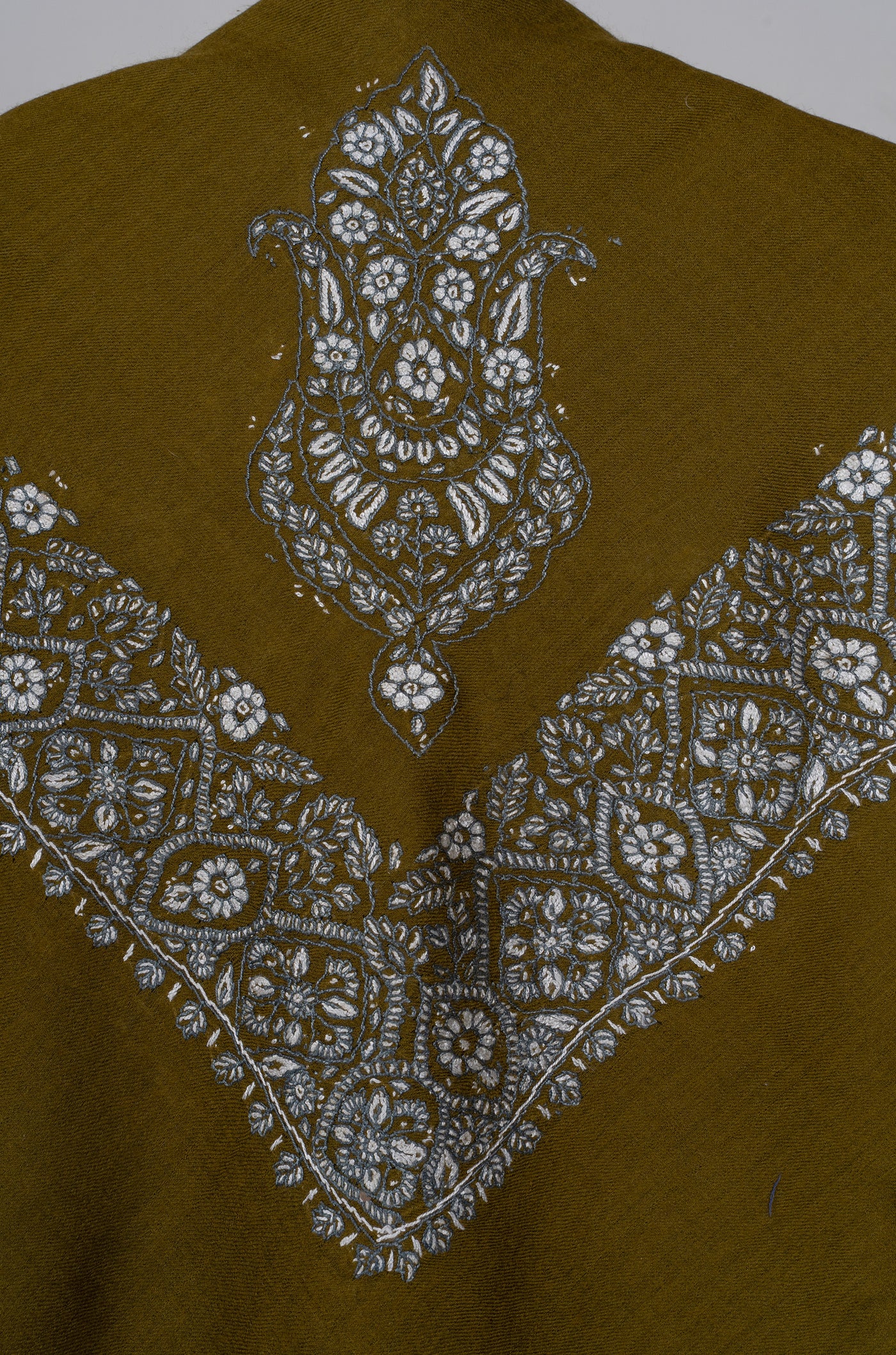 Olive Gold Rumal — Sozni Hand Embroidered