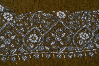 Olive Gold Rumal — Sozni Hand Embroidered