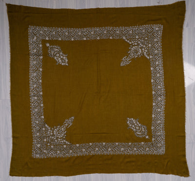 Olive Gold Rumal — Sozni Hand Embroidered