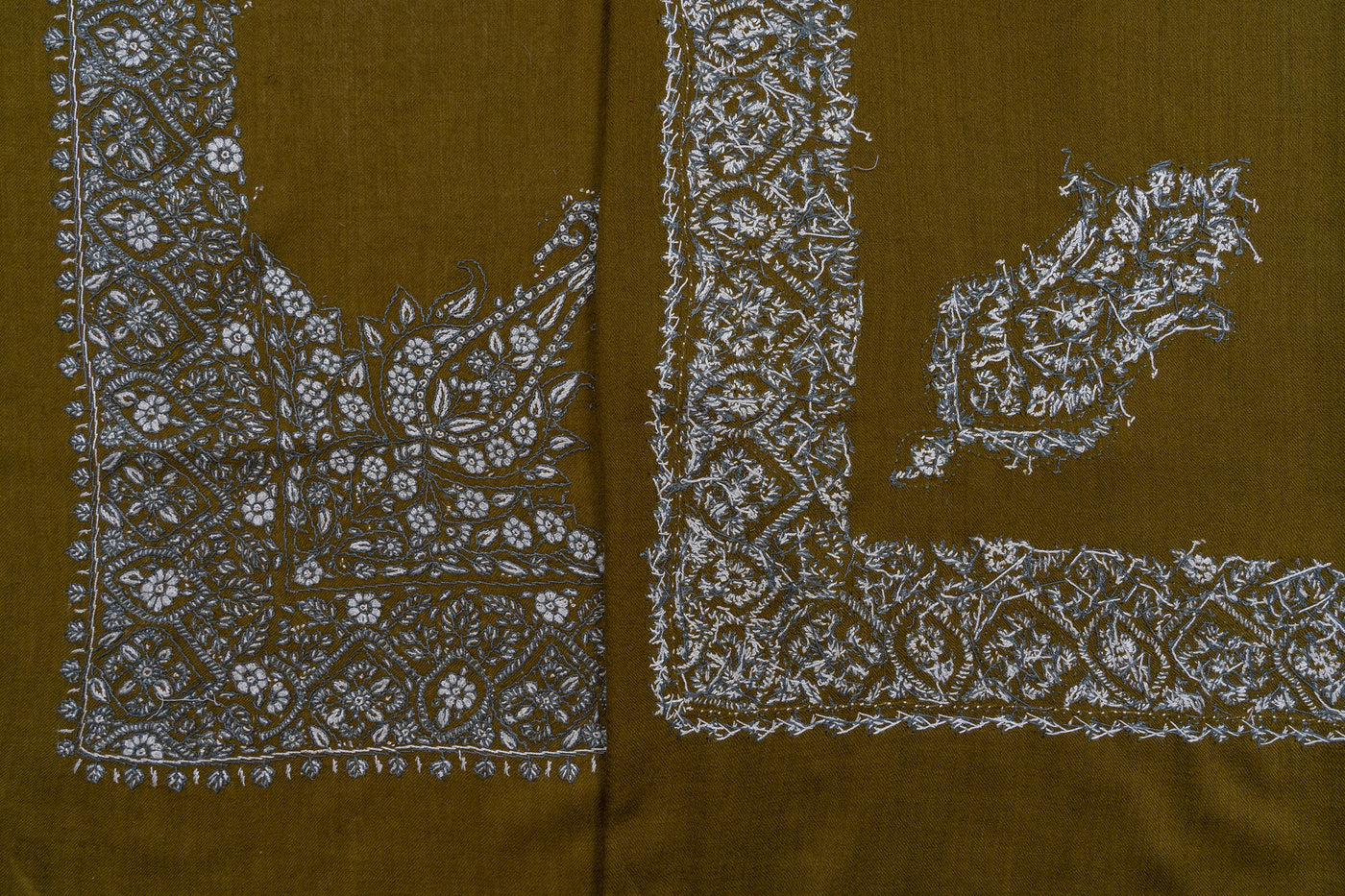 Olive Gold Rumal — Sozni Hand Embroidered