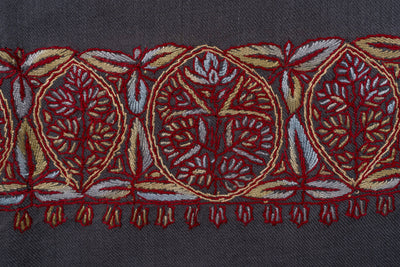 Charcoal Crimson Rumal — Sozni Hand Embroidered