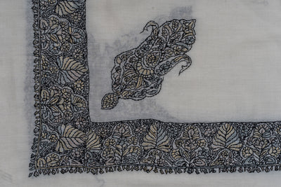 Ivory Noir Rumal — Sozni Hand Embroidered