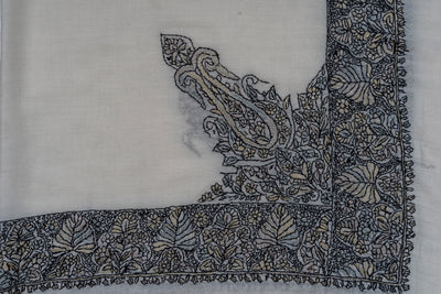 Ivory Noir Rumal — Sozni Hand Embroidered