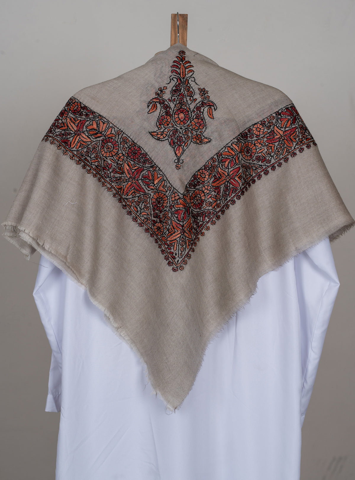 Sandstone Crimson Rumal — Sozni Hand Embroidered